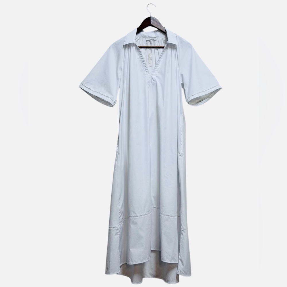 Madewell Poplin Splitneck Midi Shirtdress Size S - Picture 3 of 13